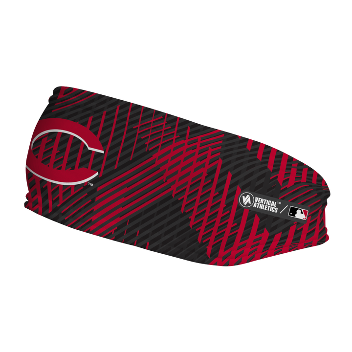 MLB Cincinnati Reds fleece headband with Sport Plaid. Made in the USA, Vertical Athletics brand.  