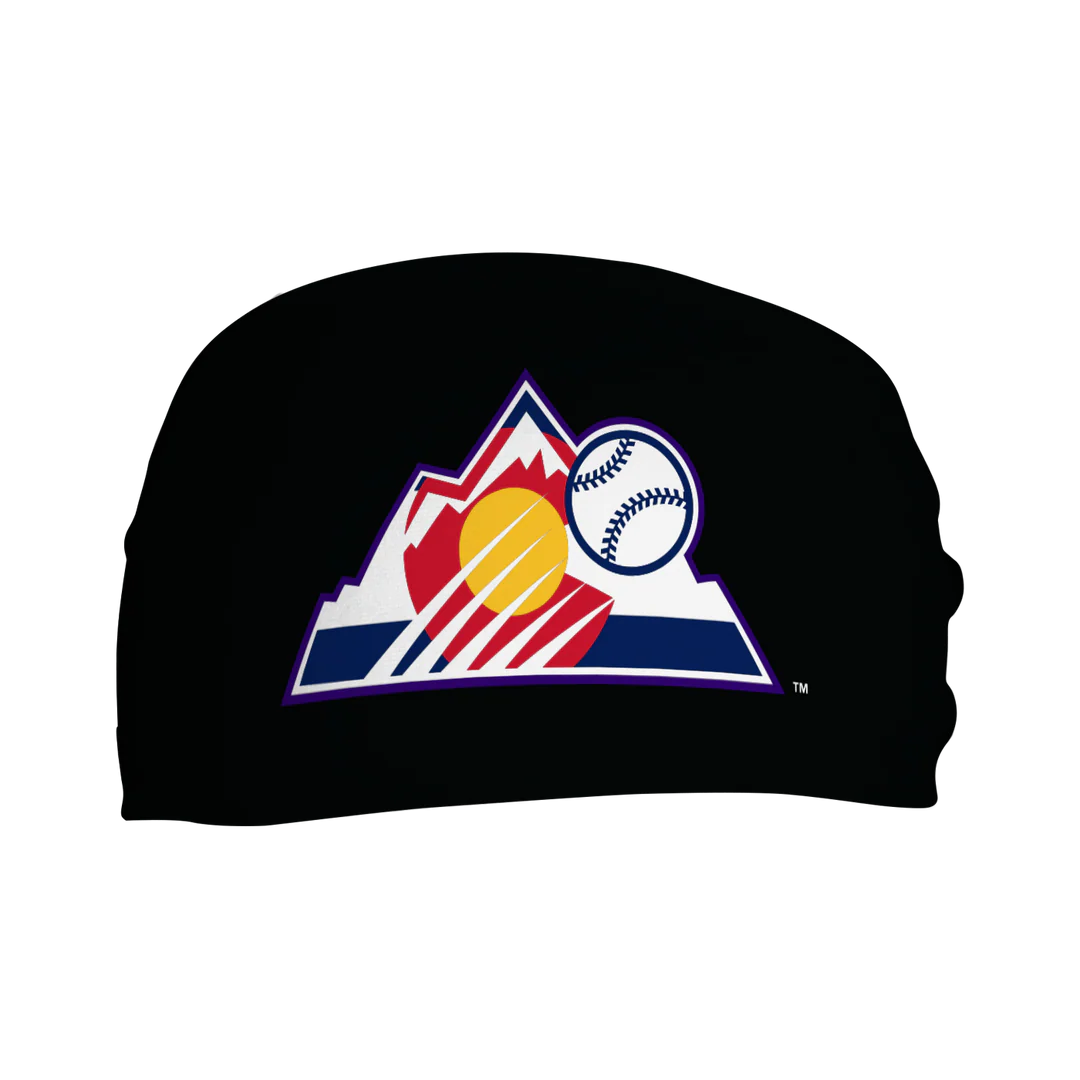 MLB licensed Colorado Rockies Triple Play Cooling Bundle: Cooling Headband with Alt Logo Made in USA. Vertical Athletics Brand.