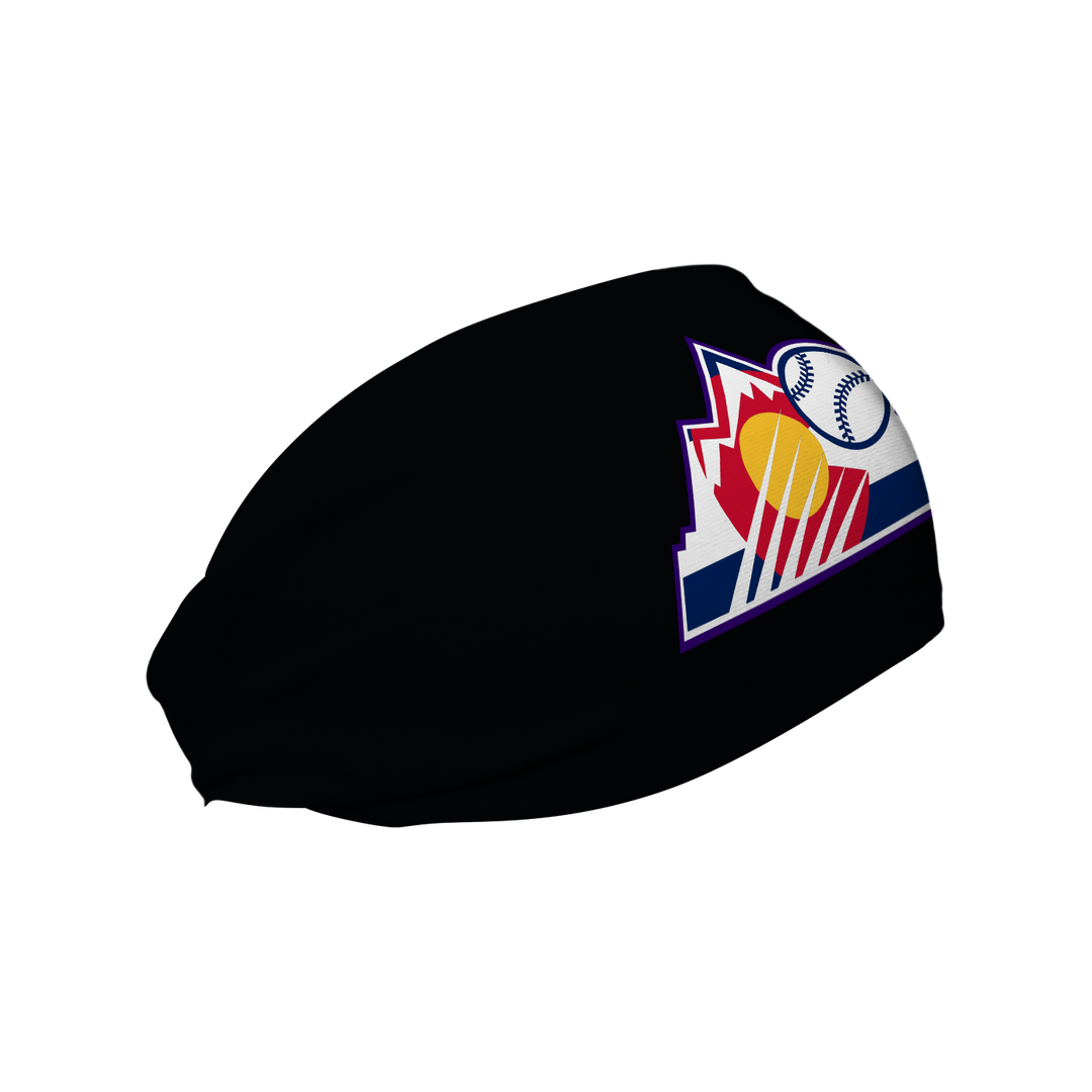 MLB licensed Colorado Rockies cooling headband with Alt Logo. Made in the USA, Vertical Athletics brand. 