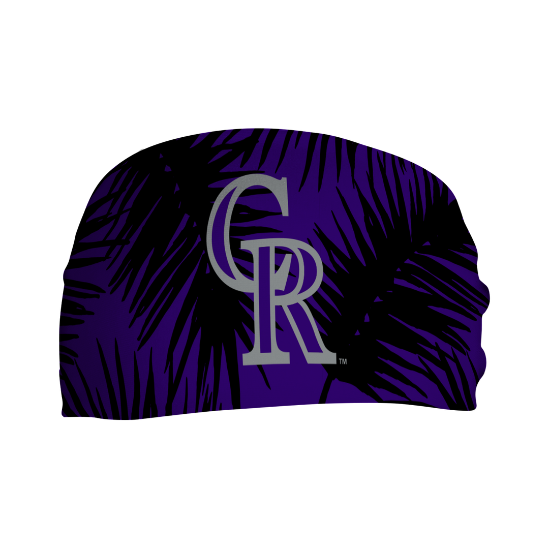 MLB licensed Colorado Rockies cooling headband with big palm cap logo. Made in the USA, Vertical Athletics brand. 
