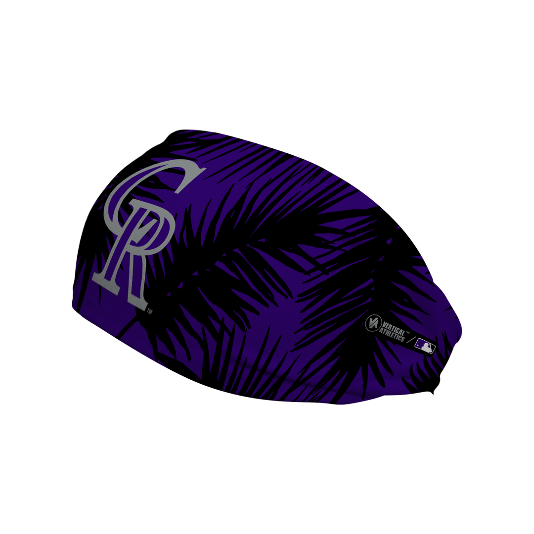 MLB licensed Colorado Rockies cooling headband with big palm cap logo. Made in the USA, Vertical Athletics brand. 