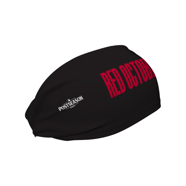 MLB Philadelphia Phillies Red October cooling headband with Wordmark Black. Made in USA, Vertical Athletics brand.  
