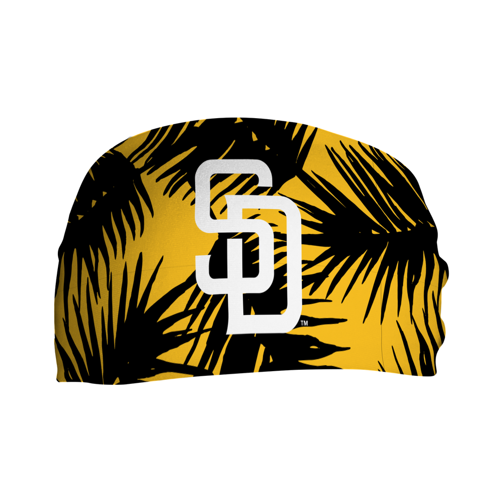 MLB licensed San Diego Padres cooling headband with big palm cap logo. Made in the USA. Vertical Athletics Brand.