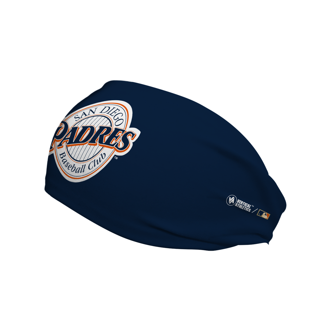 MLB San Diego Padres navy cooling headband with coop logo. Made in USA, Vertical Athletics brand.  