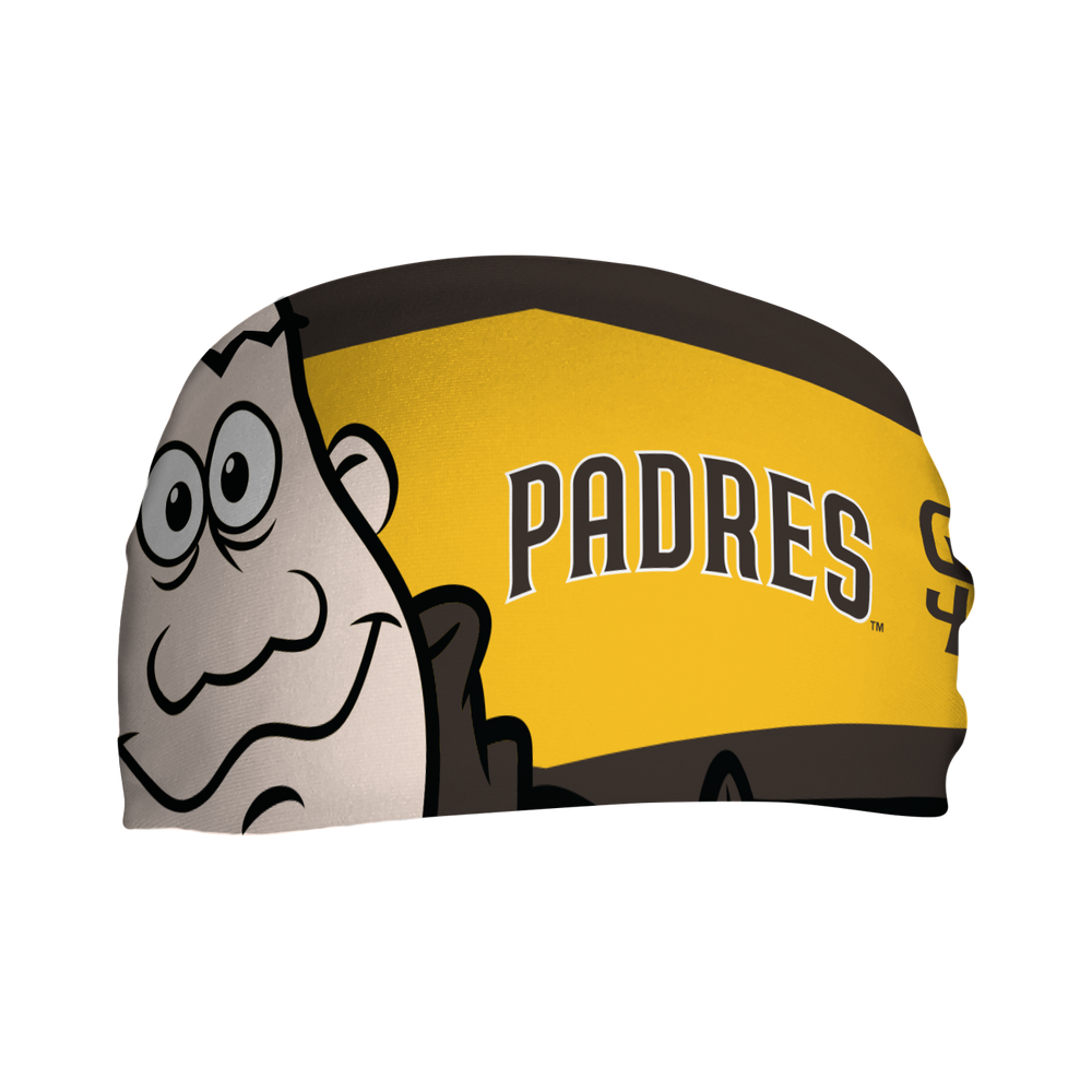 MLB San Diego Padres cooling headband with Mascot Nameplate. Made in USA, Vertical Athletics brand.