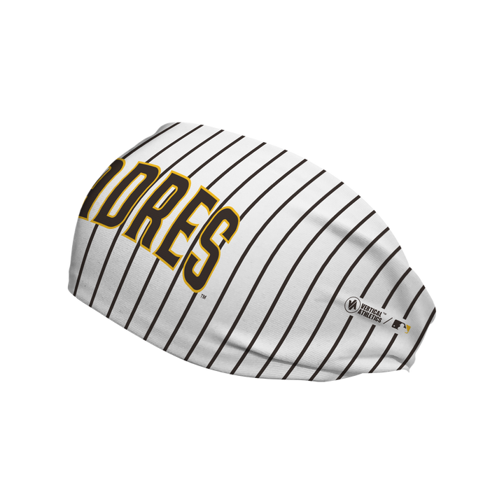 MLB San Diego Padres Pinstripe cooling headband with Wordmark logo. Made in USA, Vertical Athletics brand. 