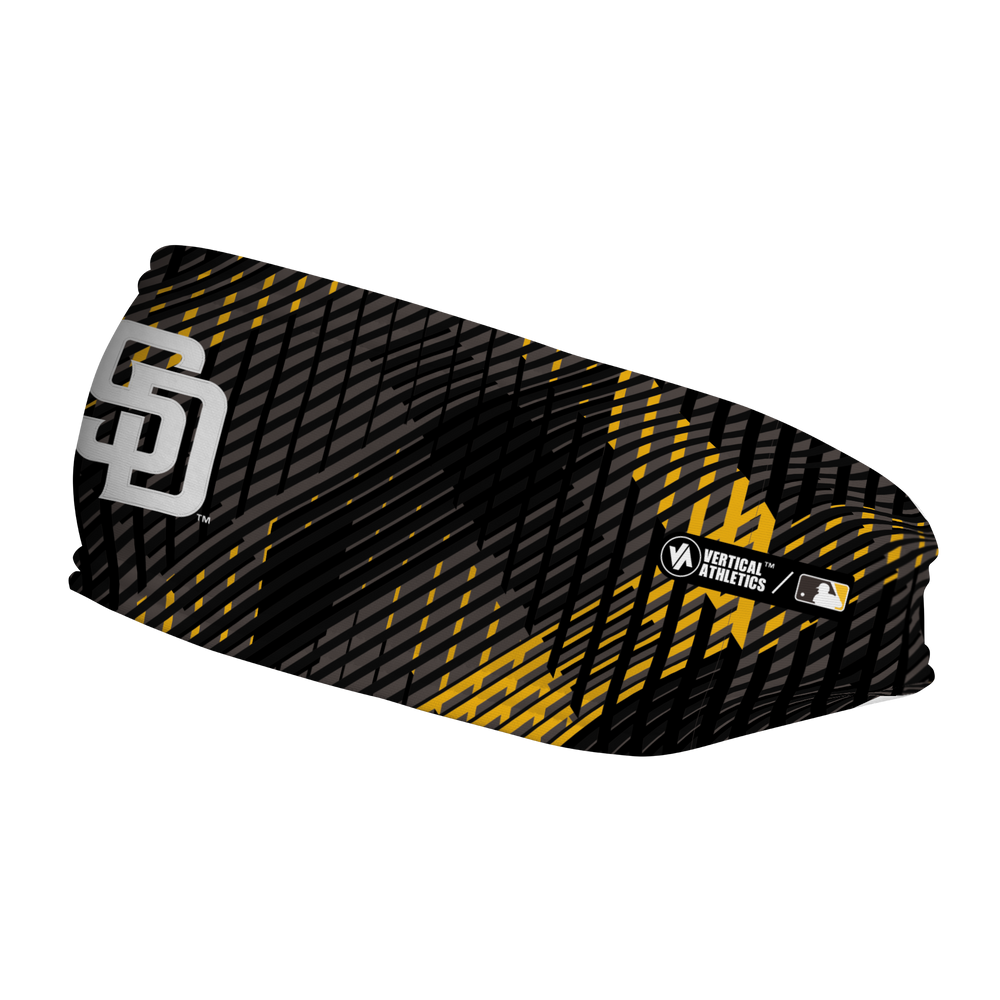 MLB San Diego Padres fleece headband with Sport Plaid. Made in the USA, Vertical Athletics brand.  