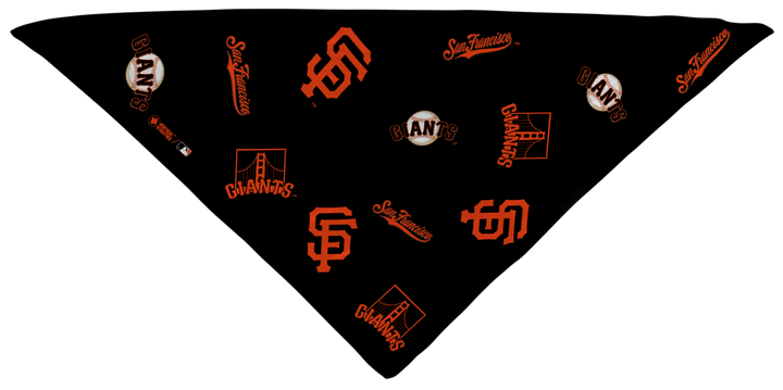 MLB licensed Giants Triple Play Cooling Bundle: Cooling Triangle Bandana with All Over logo. Made in USA. Vertical Athletics Brand. 
