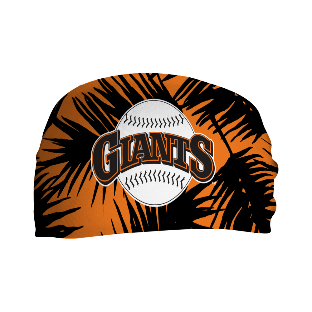 MLB licensed San Francisco Giants  orange headband with coop big palm. Made in the USA, Vertical  Athletics brand. 