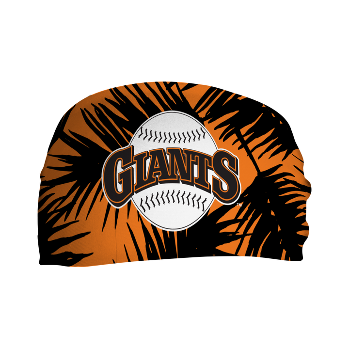 MLB licensed San Francisco Giants  orange headband with coop big palm. Made in the USA, Vertical  Athletics brand. 