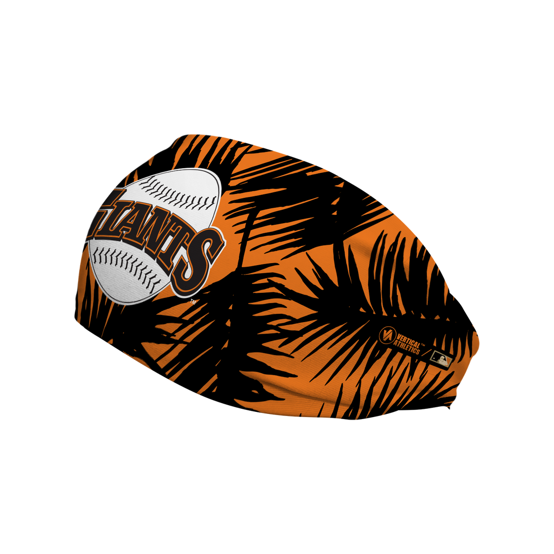MLB licensed San Francisco Giants  orange headband with coop big palm. Made in the USA, Vertical  Athletics brand. 