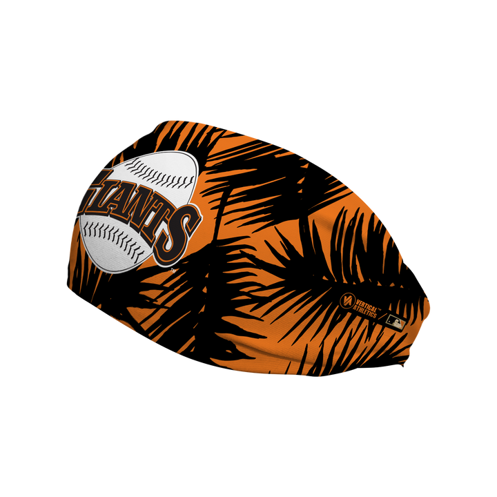 MLB licensed San Francisco Giants  orange headband with coop big palm. Made in the USA, Vertical  Athletics brand. 