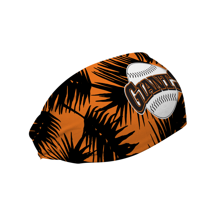 MLB licensed San Francisco Giants  orange headband with coop big palm. Made in the USA, Vertical  Athletics brand. 