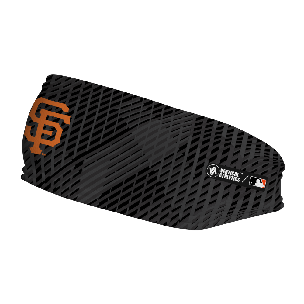 MLB San Francisco Giants fleece headband with Sport Plaid. Made in the USA, Vertical Athletics brand.  