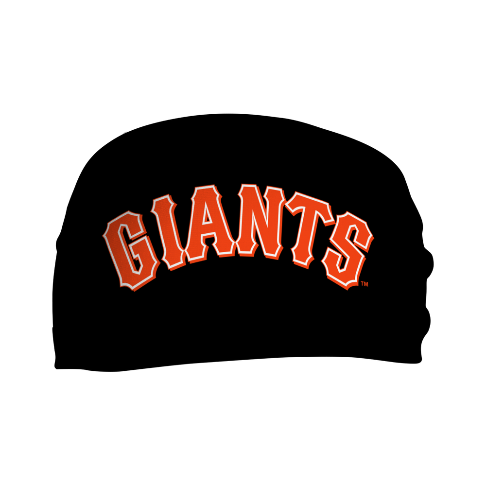 MLB San Francisco Giants cooling headband with Wordmark logo. Made in USA, Vertical Athletics brand.
