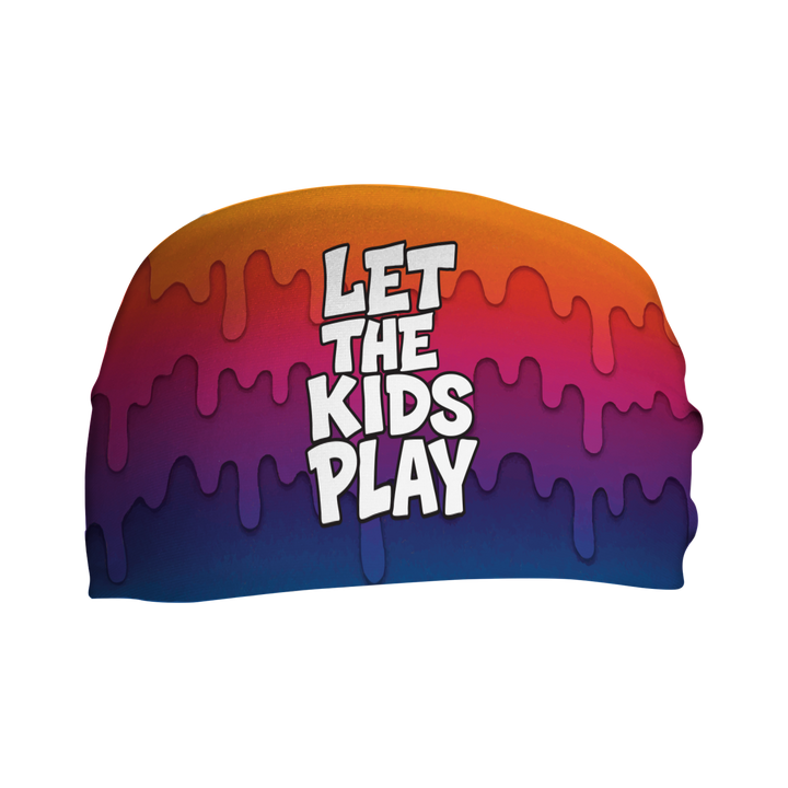 Custom Shirley Brothers Baseball "Let The Kids Play" cooling headband. Made in the USA, Vertical Athletics brand.