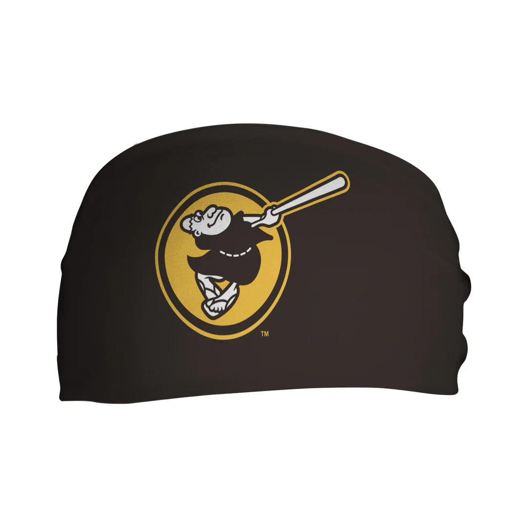MLB licensed San Diego Padres Triple Play Cooling Bundle: Cooling Headband with Alt Logo Made in USA. Vertical Athletics Brand.
