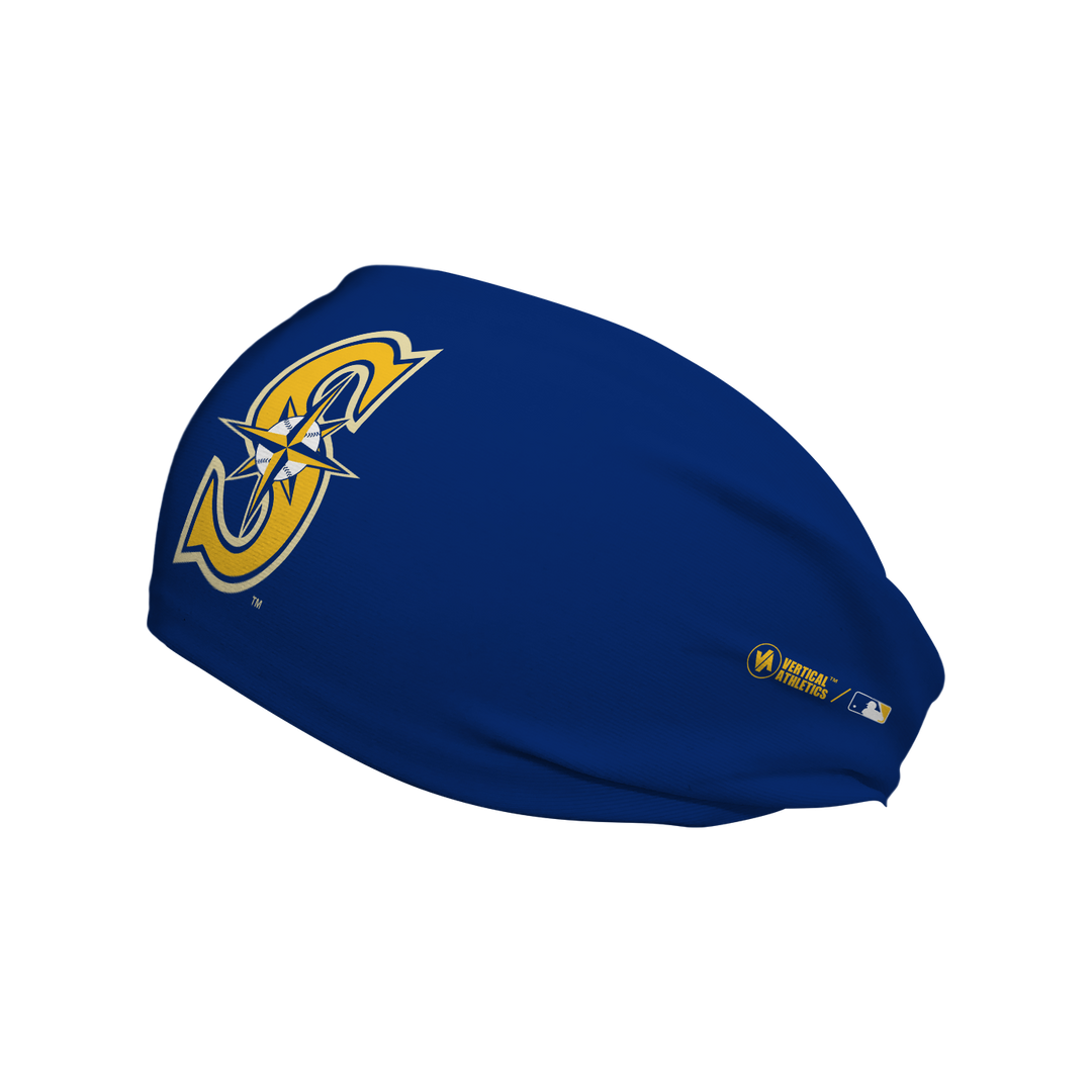 MLB licensed Seattle Mariners cooling headband with Alt logo. Made in the USA, Vertical Athletics brand. 