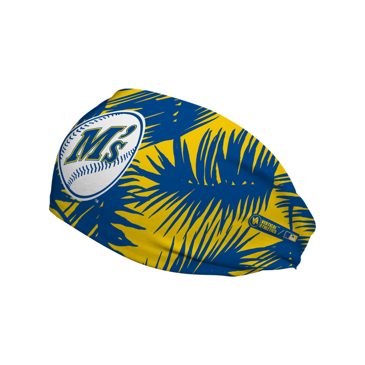 MLB licensed Seattle Mariners cooling headband with coop big palm. Made in the USA, Vertical Athletics brand. 
