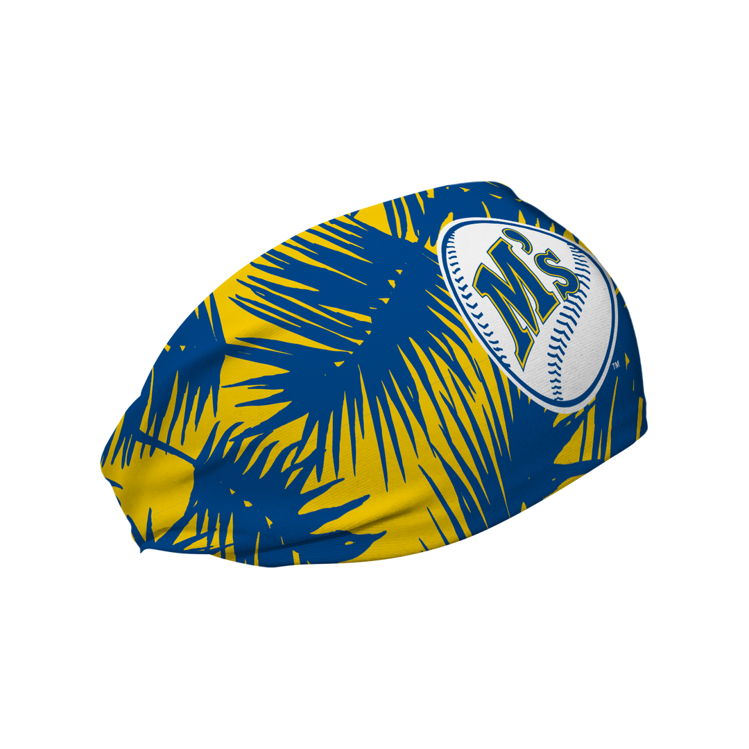 MLB licensed Seattle Mariners cooling headband with coop big palm. Made in the USA, Vertical Athletics brand. 