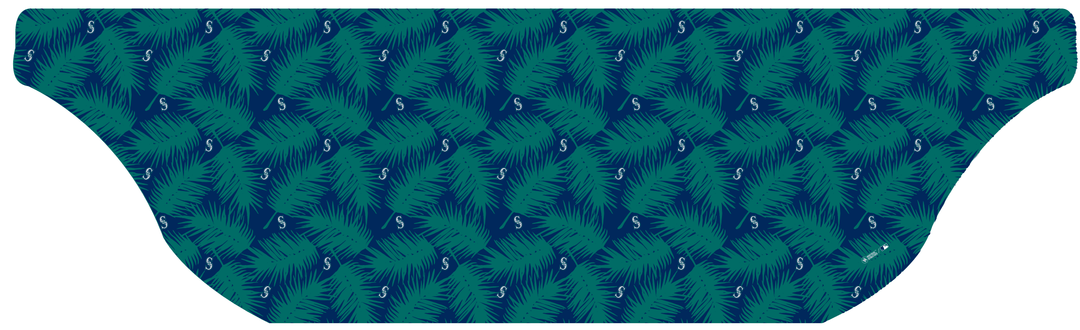 MLB Seattle Mariners cooling sun scarf, Big Palm with repeating cap logo. Made in the USA. Vertical Athletics Brand.