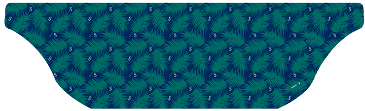 MLB Seattle Mariners cooling sun scarf, Big Palm with repeating cap logo. Made in the USA. Vertical Athletics Brand.