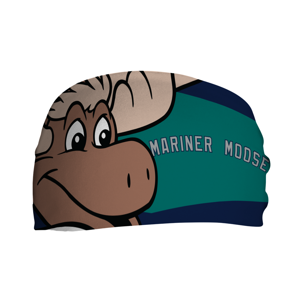 MLB Seattle Mariners cooling headband with Mascot Nameplate. Made in USA, Vertical Athletics brand.