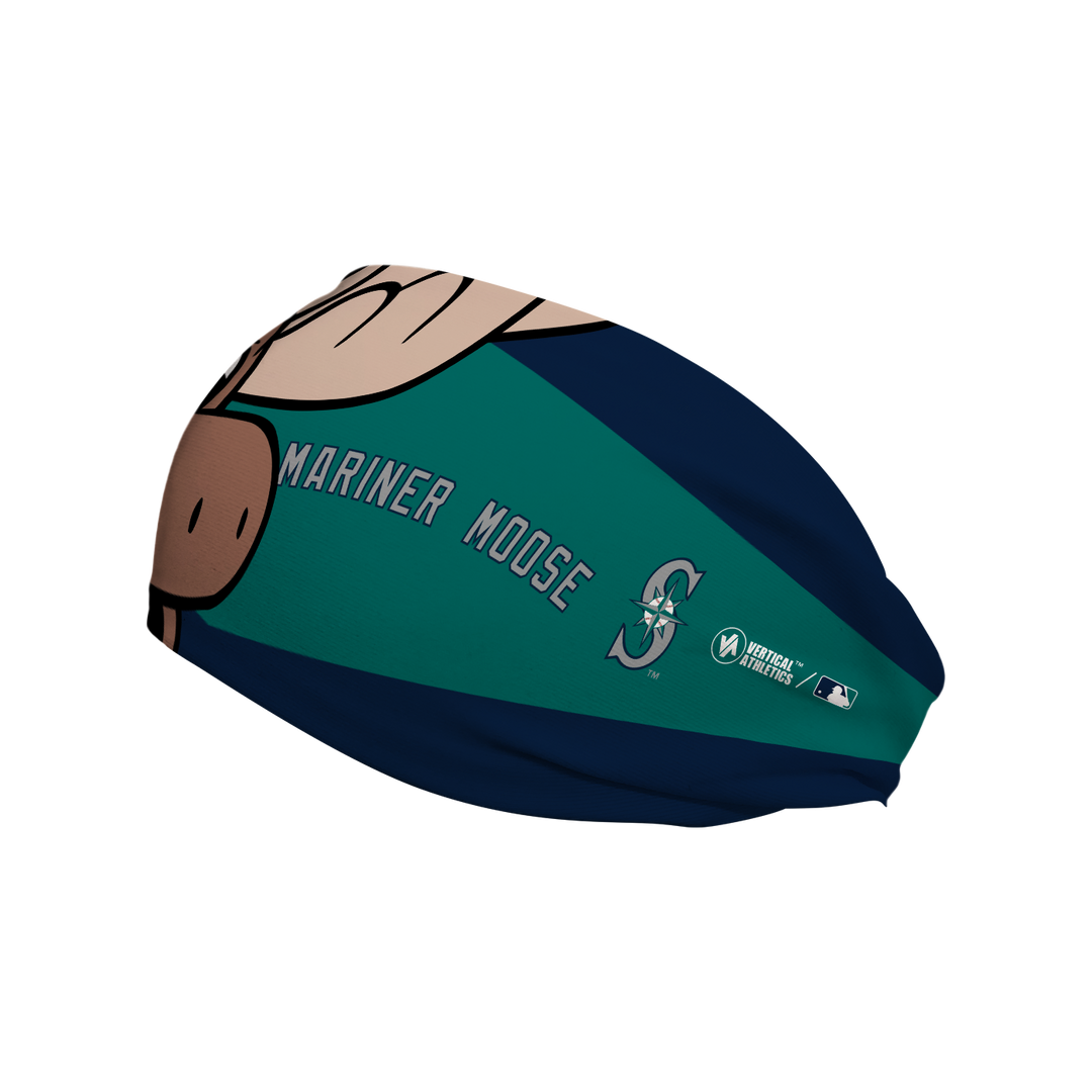 MLB Seattle Mariners cooling headband with Mascot Nameplate. Made in USA, Vertical Athletics brand.