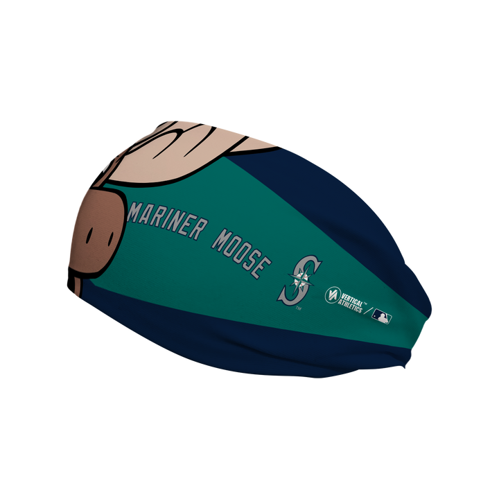 MLB Seattle Mariners cooling headband with Mascot Nameplate. Made in USA, Vertical Athletics brand.
