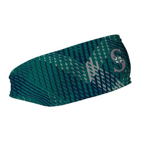 MLB Seattle Mariners fleece headband with Sport Plaid. Made in the USA, Vertical Athletics brand.  