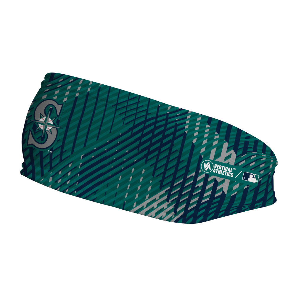 MLB Seattle Mariners fleece headband with Sport Plaid. Made in the USA, Vertical Athletics brand.  