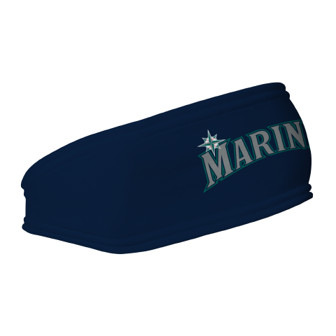 MLB Seattle Mariners fleece headband with Wordmark. Made in the USA, Vertical Athletics brand.  