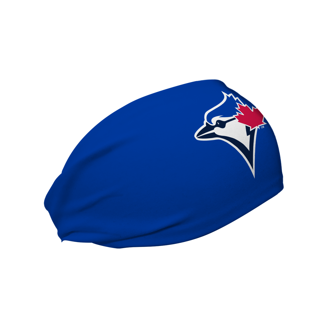 MLB Toronto Blue Jays Blue headband with cap logo. Made in USA, Vertical Athletics brand.  