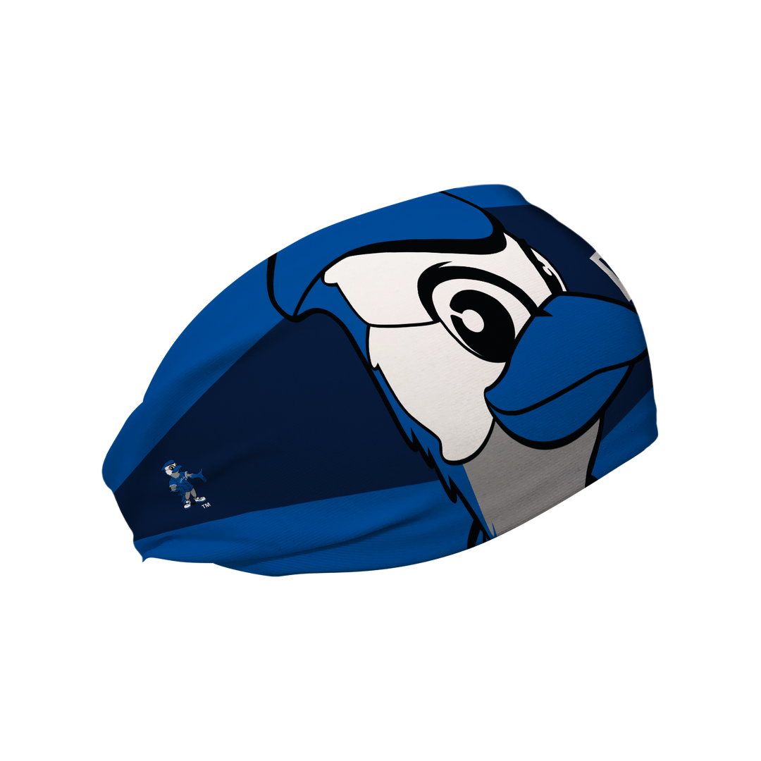 MLB Toronto Blue Jays cooling headband with Mascot Nameplate. Made in USA, Vertical Athletics brand.