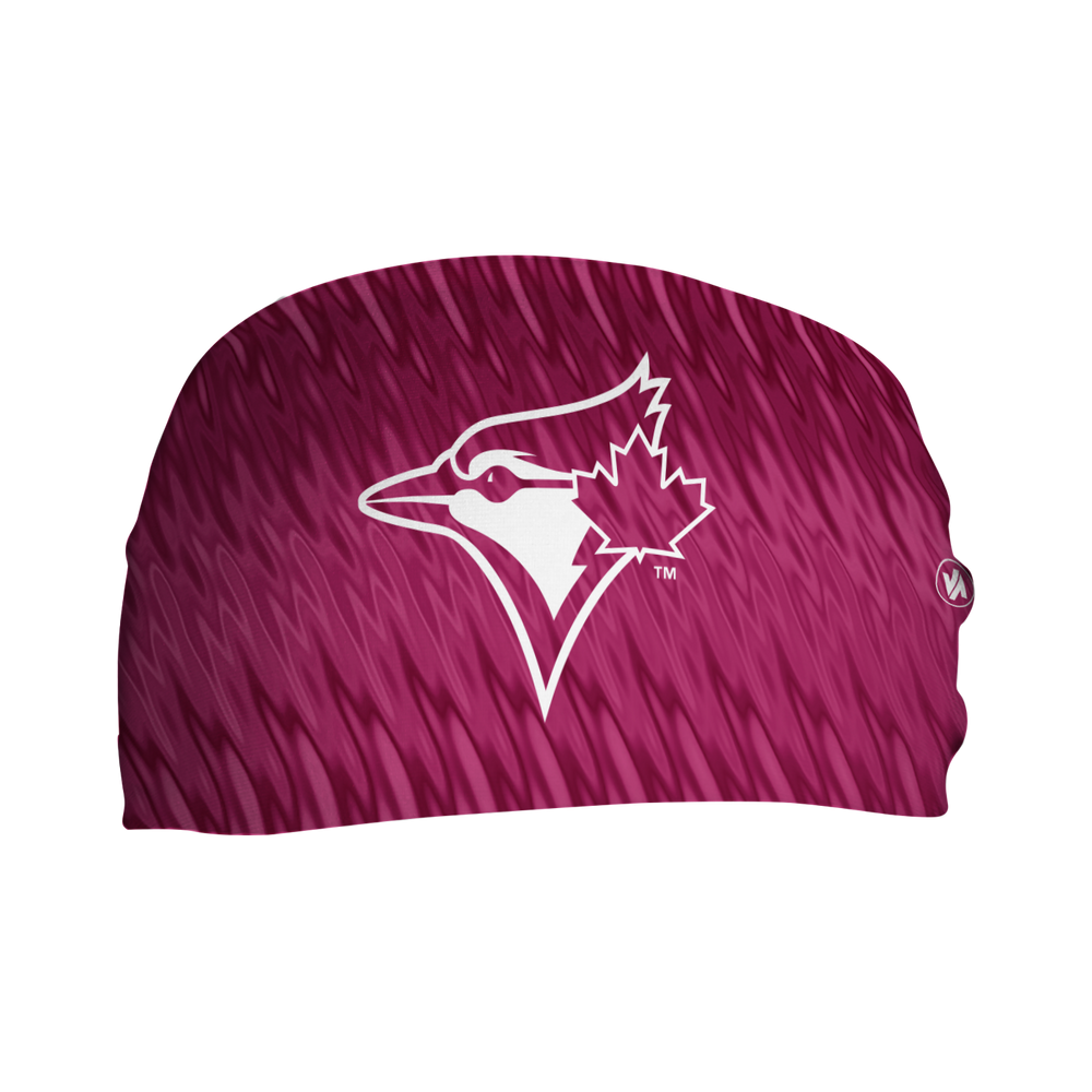 MLB Toronto Blue Jays cooling headband with Pink Wave. Made in USA, Vertical Athletics brand.