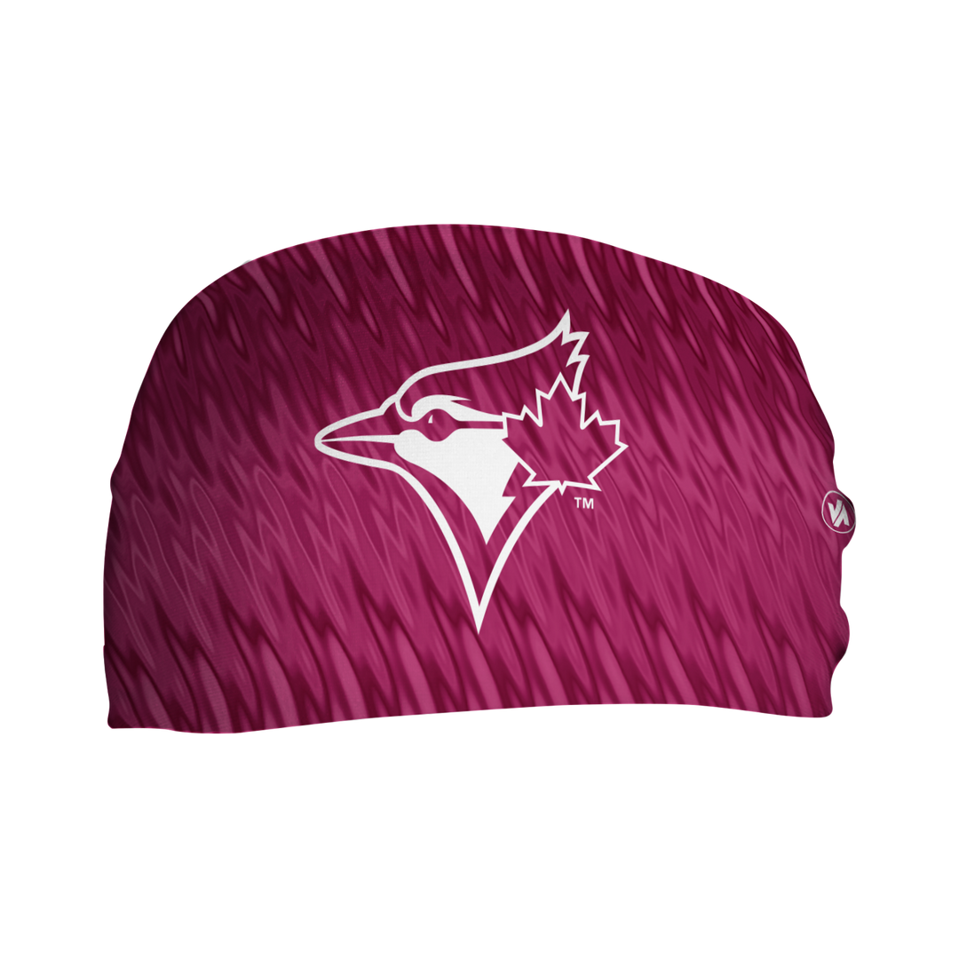 MLB Toronto Blue Jays cooling headband with Pink Wave. Made in USA, Vertical Athletics brand.