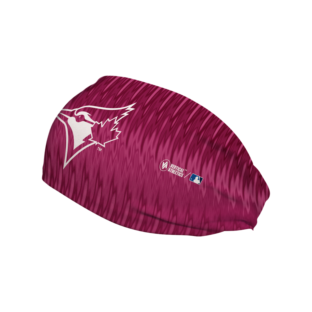 MLB Toronto Blue Jays cooling headband with Pink Wave. Made in USA, Vertical Athletics brand.