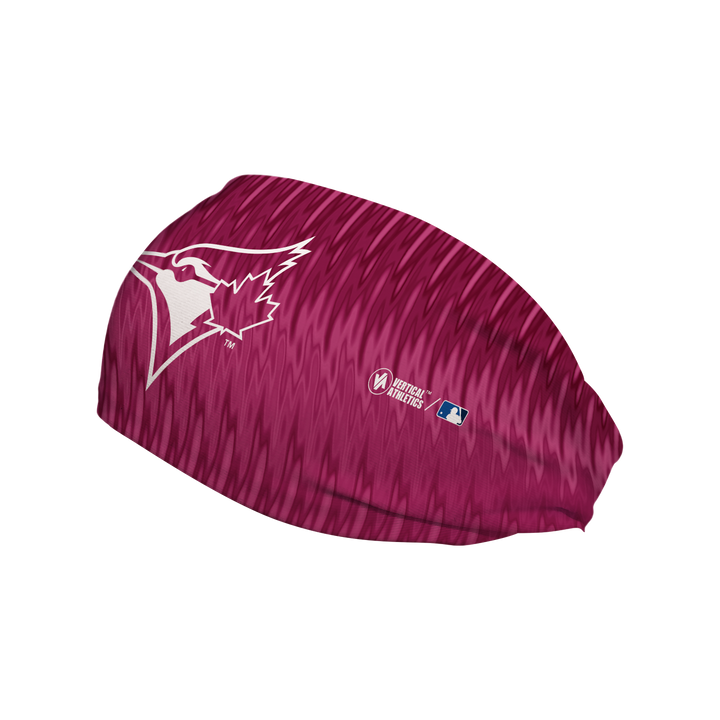 MLB Toronto Blue Jays cooling headband with Pink Wave. Made in USA, Vertical Athletics brand.