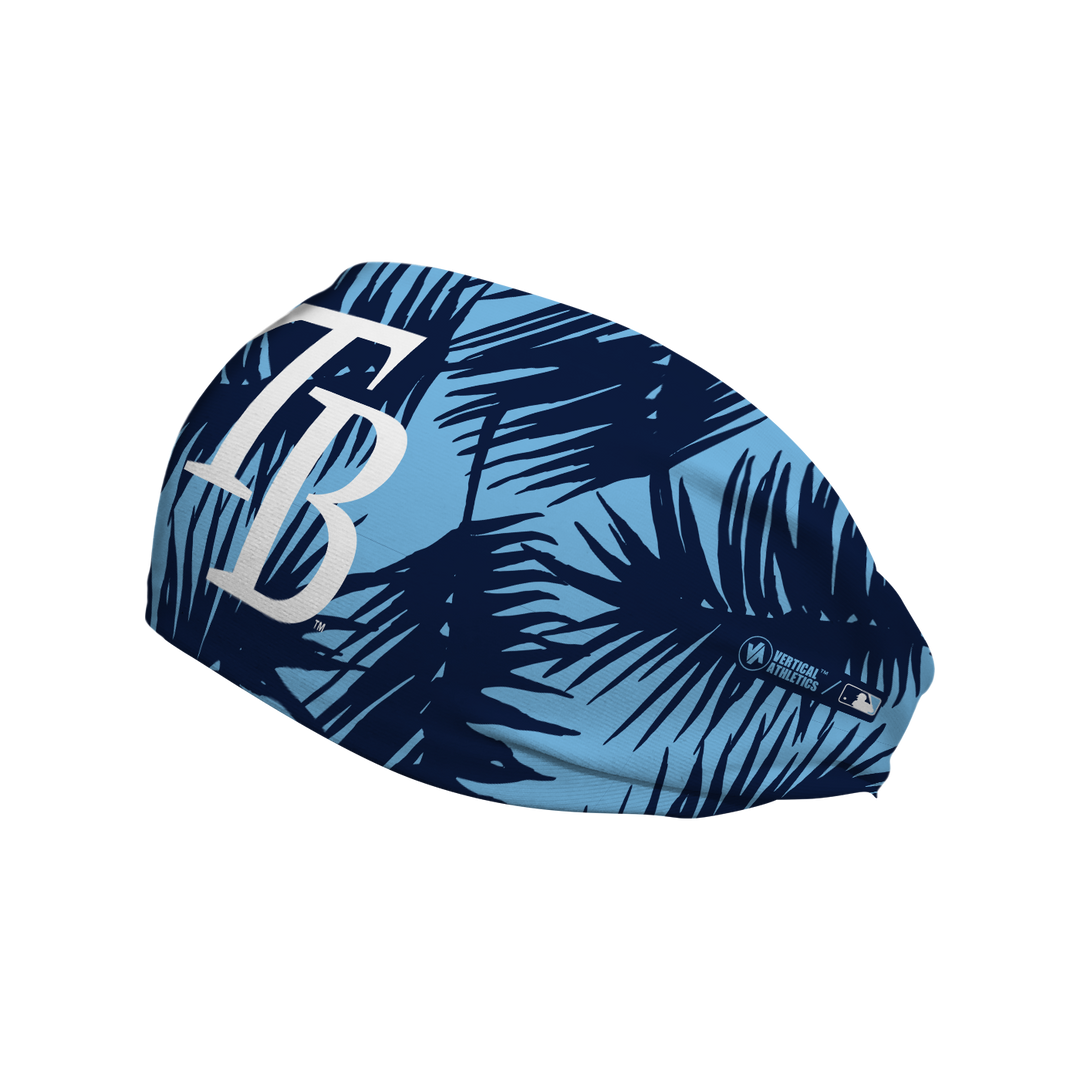 MLB licensed Tampa Bay Rays cooling headband with big palm cap logo. Made in the USA, Vertical Athletics brand.  