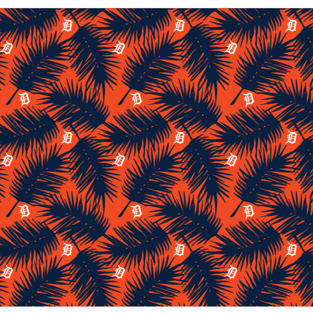 MLB Detroit Tigers cooling sun scarf, Big Palm with repeating cap logo. Made in the USA. Vertical Athletics Brand.