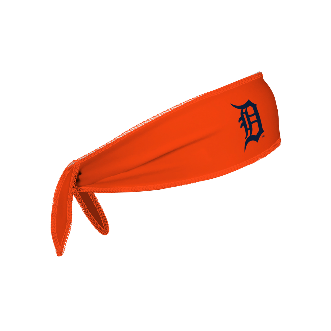 MLB Detroit Tigers reversible tieback cooling headband with Cap Logo and Repeating Mascot. Made in the USA, Vertical Athletics brand.