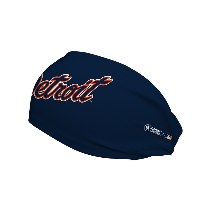 MLB licensed Detroit Tigers cooling headband with Wordmark. Made in the USA, Vertical Athletics brand.