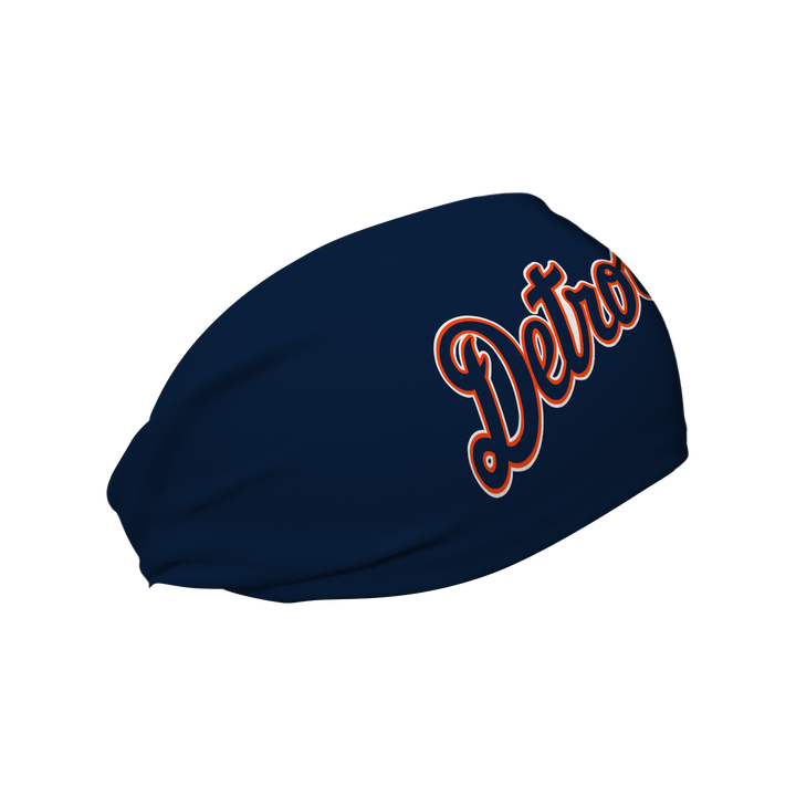 MLB licensed Detroit Tigers cooling headband with Wordmark. Made in the USA, Vertical Athletics brand.
