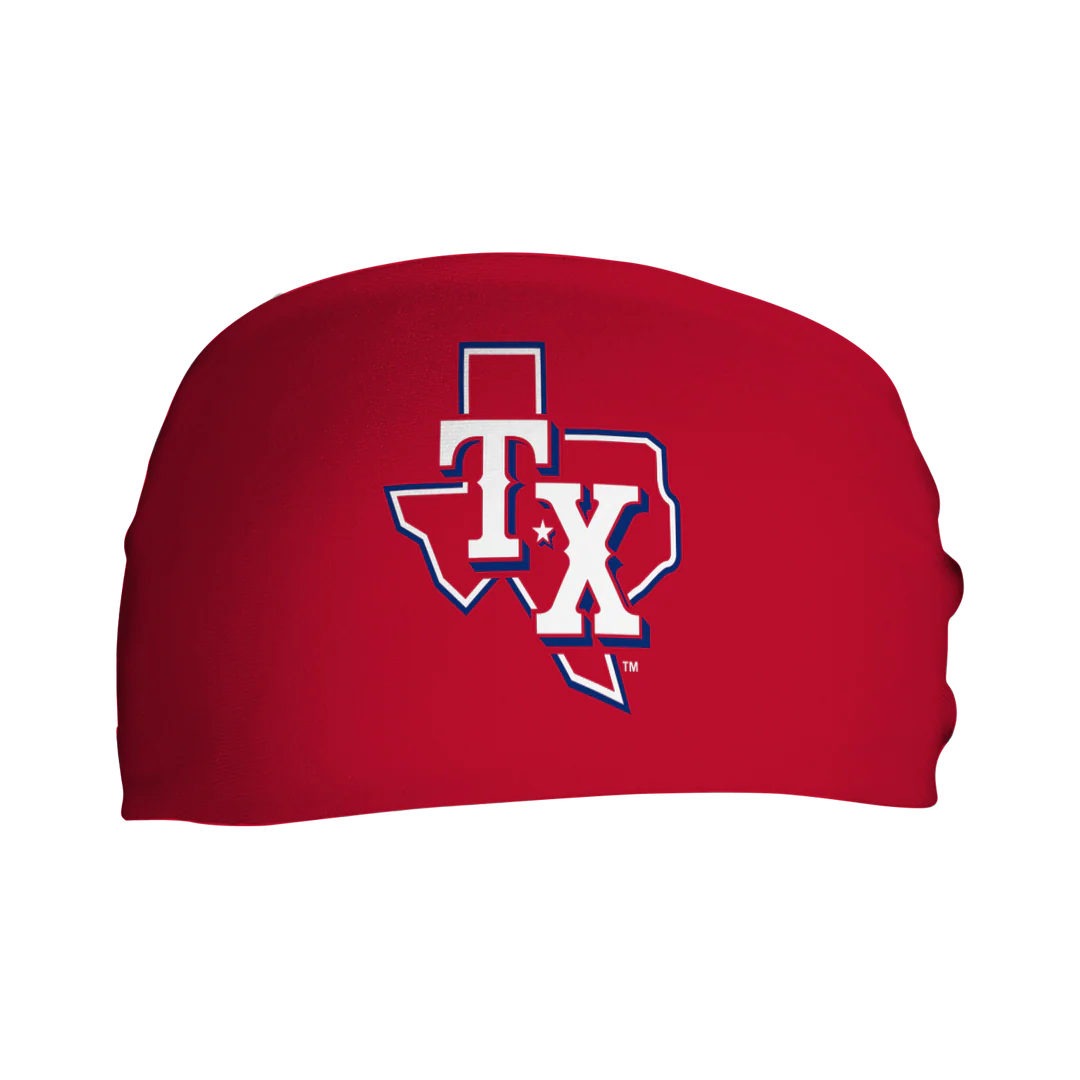 MLB licensed Texas Rangers Triple Play Cooling Bundle: Cooling Headband with Alt Logo Made in USA. Vertical Athletics Brand.