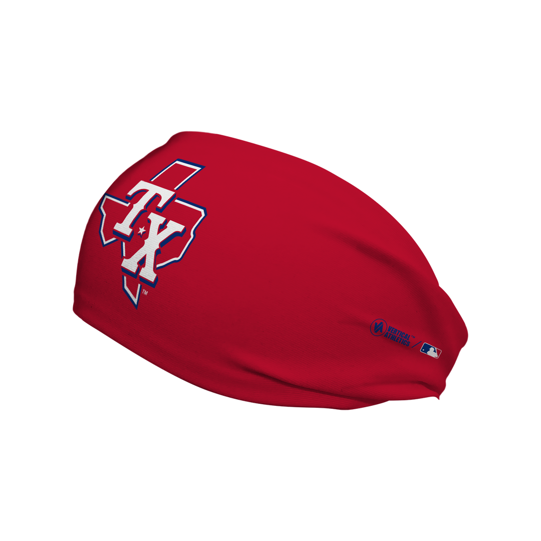 MLB licensed Texas Rangers cooling headband with Alt logo. Made in the USA, Vertical Athletics brand.