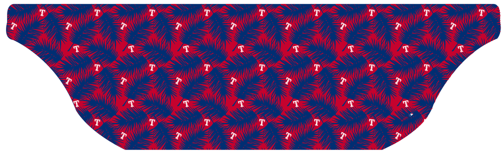 MLB Texas Rangers cooling sun scarf, Big Palm with repeating cap logo. Made in the USA. Vertical Athletics Brand.