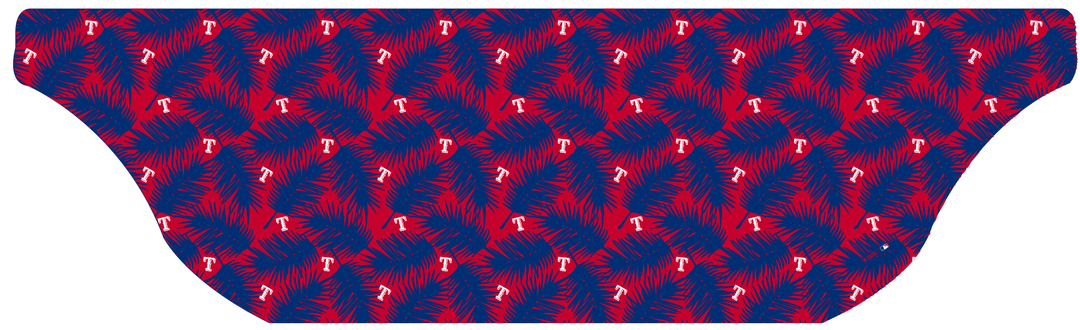 MLB Texas Rangers cooling sun scarf, Big Palm with repeating cap logo. Made in the USA. Vertical Athletics Brand.