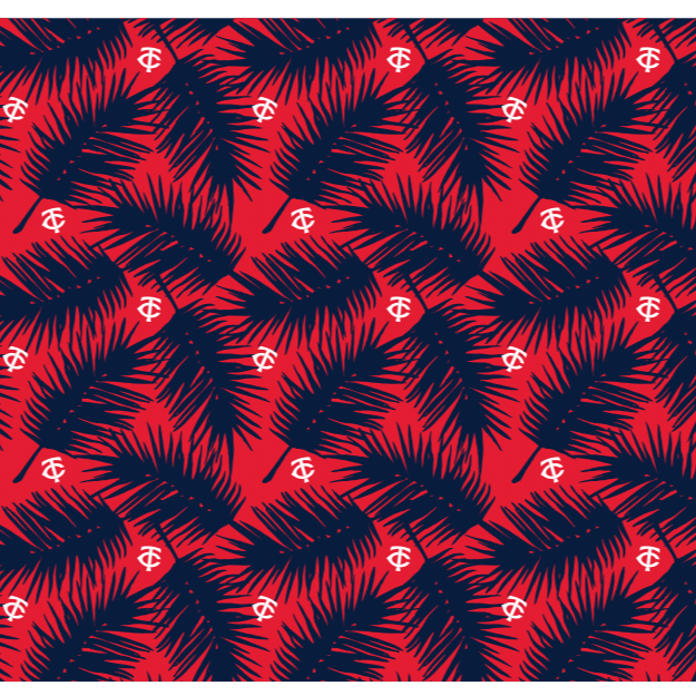 MLB Minnesota Twins cooling sun scarf, Big Palm with repeating cap logo. Made in the USA. Vertical Athletics Brand.