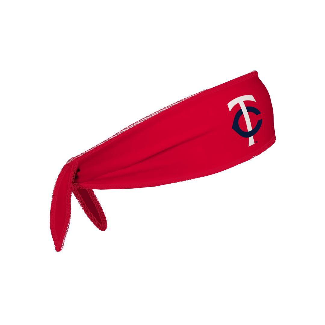 MLB Minnesota Twins reversible tieback cooling headband with Cap Logo and Repeating Mascot. Made in the USA, Vertical Athletics brand.