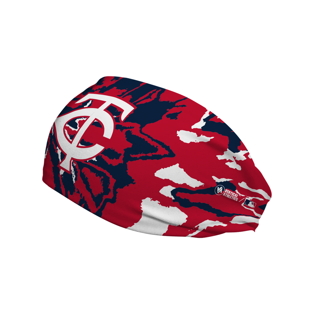 MLB Minnesota Twins team tie-dye cooling headband with cap logo. Made in USA, Vertical Athletics brand.  